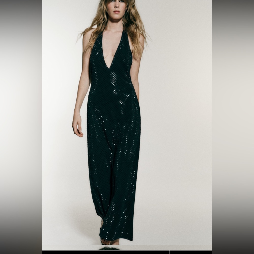 Zara limited edition celebs style rhinestone effect midi dress